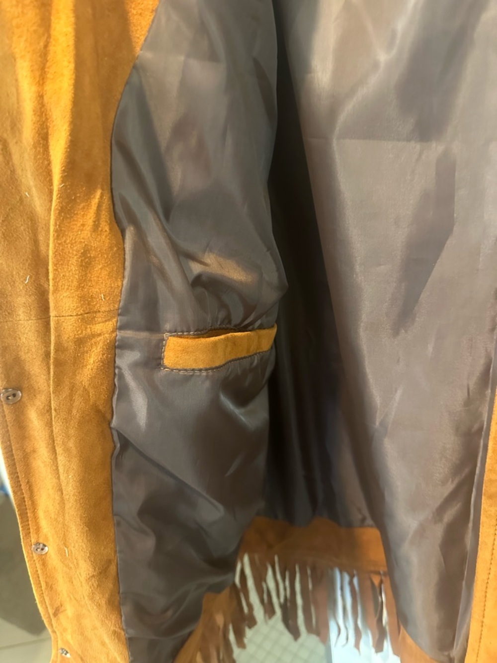 Real Leather Suede Jacket - Chestnut Brown - Picture 4 of 5